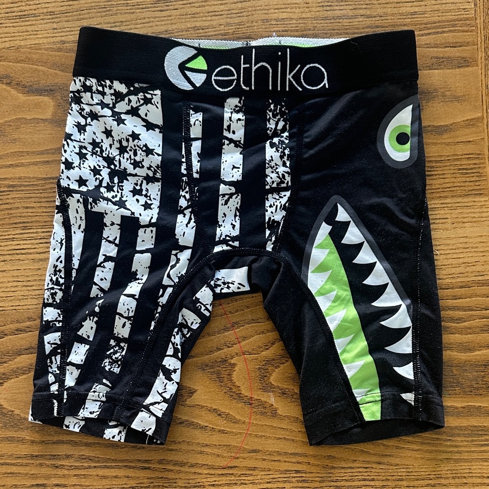 Ethika Black and White Shark Graphic Boxer Briefs